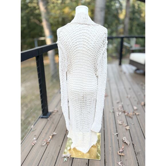 AllSaints Cure Cardigan Ivory Hand-Knit Long Open Front Sweater Women’s 12 - Picture 8 of 8